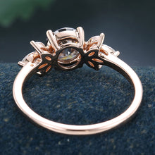 Rose Gold Round Cut Grey Moissanite Cluster Promise Engagement Ring