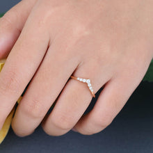 Rose Gold Round Cut Moissanite Curved Wedding Band