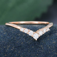 Rose Gold Round Cut Moissanite Curved Wedding Band