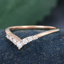 Rose Gold Round Cut Moissanite Curved Wedding Band