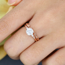 Rose Gold Round Cut Moissanite Delicate Bridal Ring Set