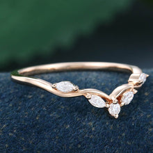 Rose Gold Round Cut Moissanite Delicate Curved Wedding Band