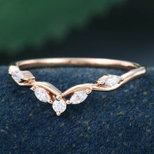 Rose Gold Round Cut Moissanite Delicate Curved Wedding Band