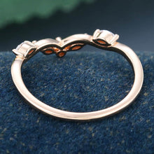 Rose Gold Round Cut Moissanite Delicate Curved Wedding Band