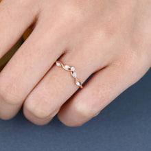 Rose Gold Round Cut Moissanite Delicate Curved Wedding Band