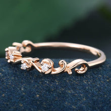 Rose Gold Round Cut Moissanite Delicate Wedding Band