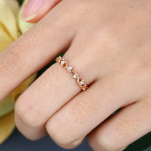 Rose Gold Round Cut Moissanite Delicate Wedding Band
