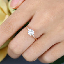 Rose Gold Round Cut Moissanite Cluster Engagement Ring