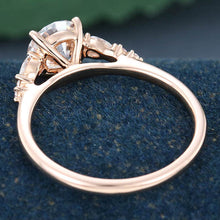 Rose Gold Round Cut Moissanite Cluster Engagement Ring