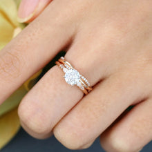 Rose Gold Round Cut Moissanite Stackable Bridal Ring Set