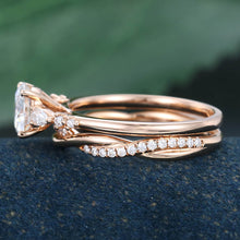 Rose Gold Round Cut Moissanite Stackable Bridal Ring Set