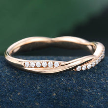 Rose Gold Round Cut Moissanite Anniversary Twisted Wedding Band