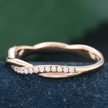 Rose Gold Round Cut Moissanite Anniversary Twisted Wedding Band