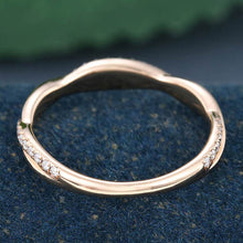 Rose Gold Round Cut Moissanite Anniversary Twisted Wedding Band