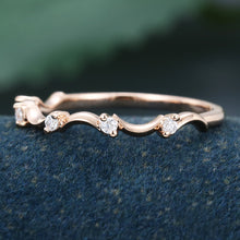 Rose Gold Round Cut Moissanite Anniversary Matching Wedding Band