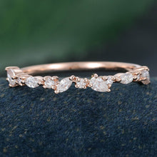Rose Gold Marquise Cut Moissanite Anniversary Wedding Band