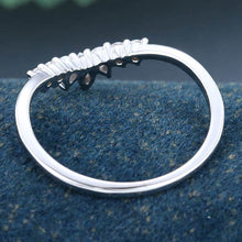 White Gold Marquise Cut Moissanite Curved Wedding Band