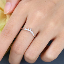 White Gold Marquise Cut Moissanite Curved Wedding Band