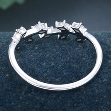 White Gold Marquise Cut Moissanite Leaf Shape Curved Wedding Band