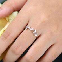 White Gold Marquise Cut Moissanite Leaf Shape Curved Wedding Band