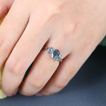 White Gold Pear Shaped Lab Alexandrite Cluster Promise Engagement Ring