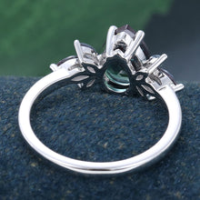 White Gold Pear Shaped Lab Alexandrite Cluster Promise Engagement Ring