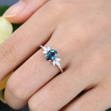 White Gold Pear Shaped Lab Alexandrite Cluster Delicate Promise Engagement Ring