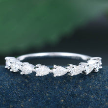 White Gold Pear Shaped Moissanite Anniversary Wedding Band