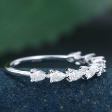 White Gold Pear Shaped Moissanite Anniversary Wedding Band