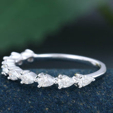 White Gold Pear Shaped Moissanite Anniversary Wedding Band