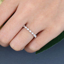 White Gold Pear Shaped Moissanite Anniversary Wedding Band