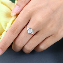 White Gold Pear Shaped Moissanite Delicate Culster Promise Engagement Ring