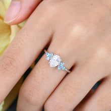 White Gold Pear Shaped Cluster Moissanite Promise Engagement Ring