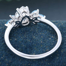 White Gold Pear Shaped Cluster Moissanite Promise Engagement Ring