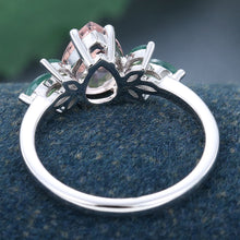 White Gold Pear Shaped Morganite Cluster Promise Engagement Ring