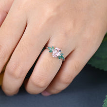 White Gold Pear Shaped Morganite Cluster Promise Engagement Ring