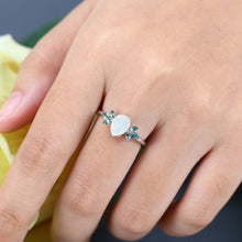 White Gold Pear Shaped Opal Cluster Promise Engagement Ring