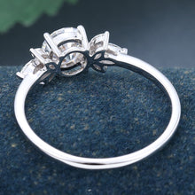 White Gold Round Cut Moissanite Promise Cluster Engagement Ring