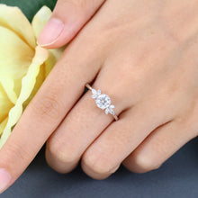 White Gold Round Cut Moissanite Promise Cluster Engagement Ring