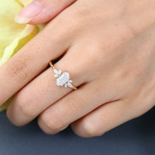 Yellow Gold Long Hexagon Cut Moissanite Cluster Promise Engagement Ring