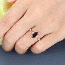 Yellow Gold Long Hexagon Cut Garnet Cluster Vintage Promise Engagement Ring