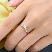 Yellow Gold Marquise Cut Moissanite Curved Matching Wedding Band