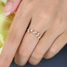 Yellow Gold Marquise Cut Moissanite Delicate Leaf Shape Curved Wedding Band