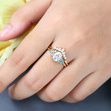 Yellow Gold Oval Cut Moissanite Delicate Bridal Ring Set